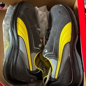 PUMA Men's Charcoal and Bright Yellow Sneakers